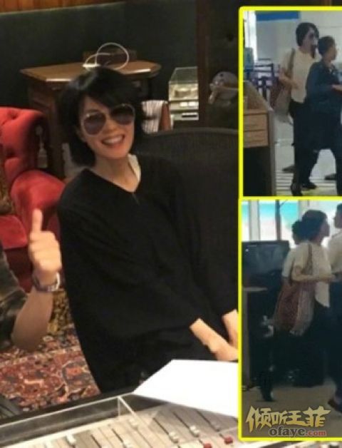 组图：王菲与梁翘柏合影后现身乘飞机赴深圳备战真人秀