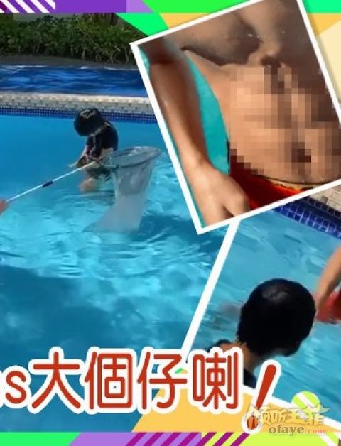 组图：张柏芝晒俩儿子游泳视频Lucas八块腹肌被赞“谢霆锋”第二