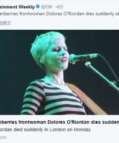 组图：爱尔兰摇滚乐队小红莓主唱去世王菲曾翻唱其歌曲
